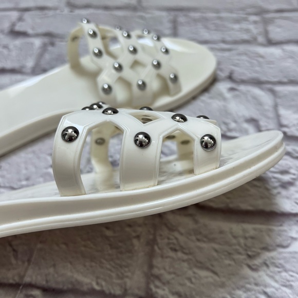 Vince Camuto white & silver studded sandals - Picture 5 of 5